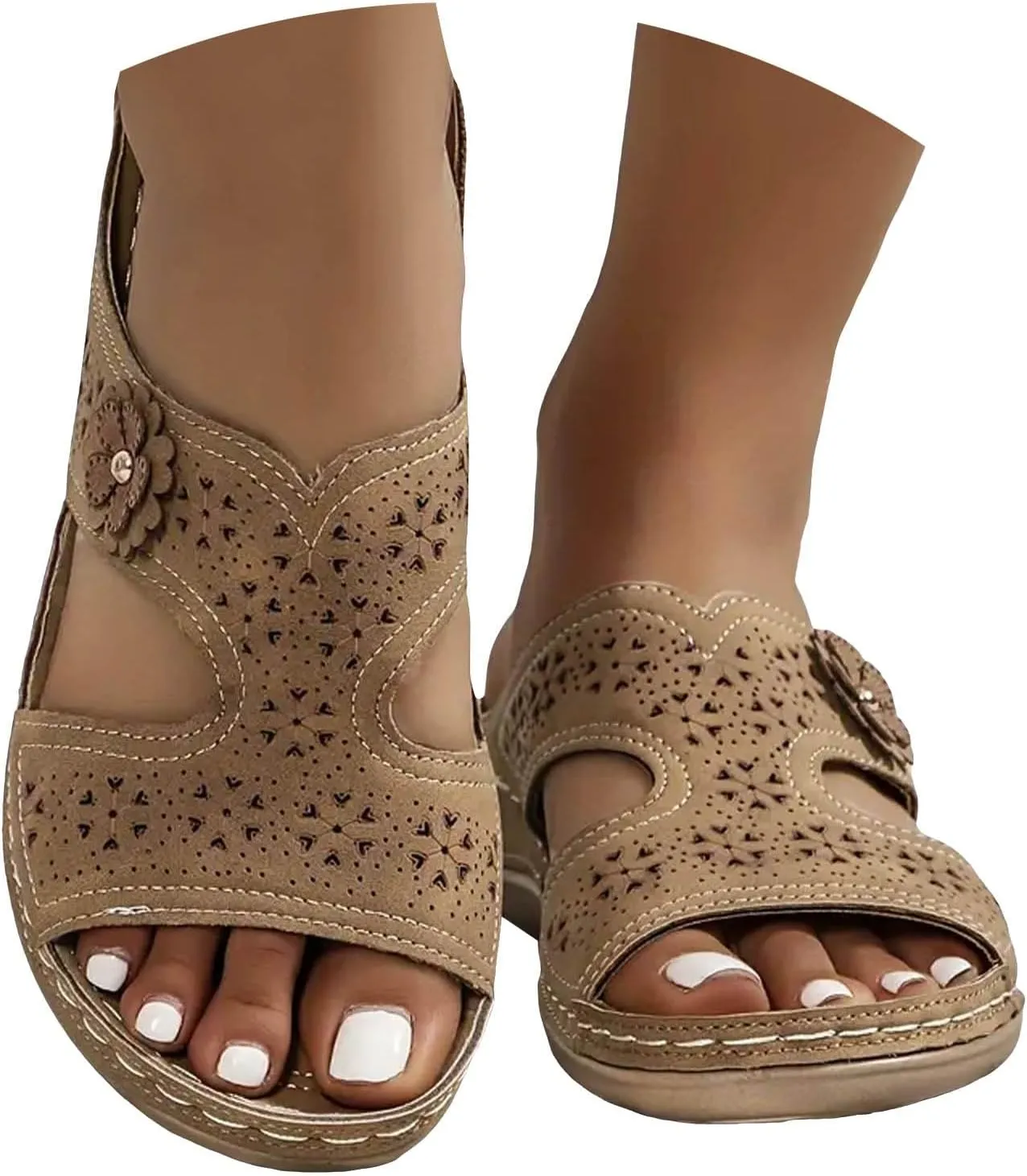 Orthopedic Sandals for Women: Slip On Dressy Summer Comfortable Wedge Sandals Lightweight Walking Sandals with Arch Support