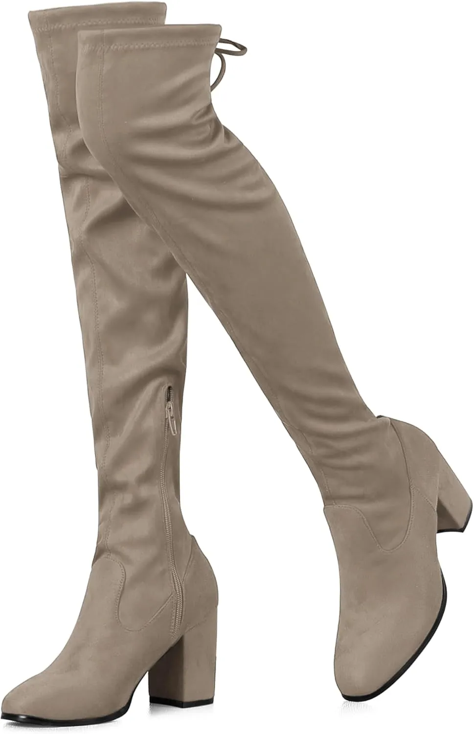 Perphy Round Toe Chunky Heel Over the Knee Boots for Women