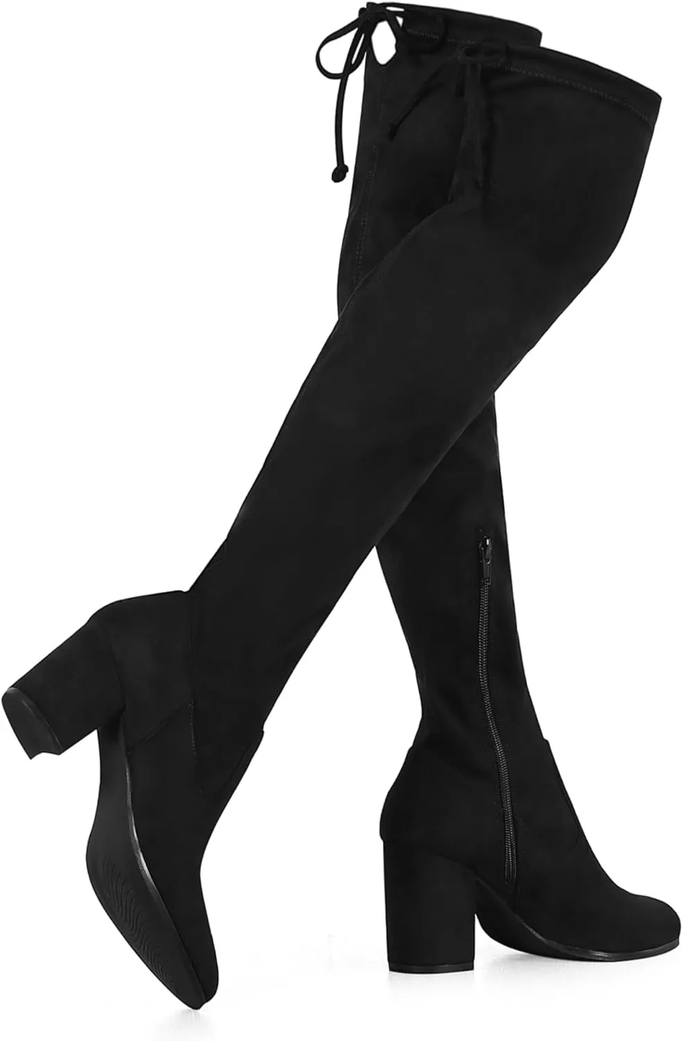 Perphy Round Toe Chunky Heel Over the Knee Boots for Women