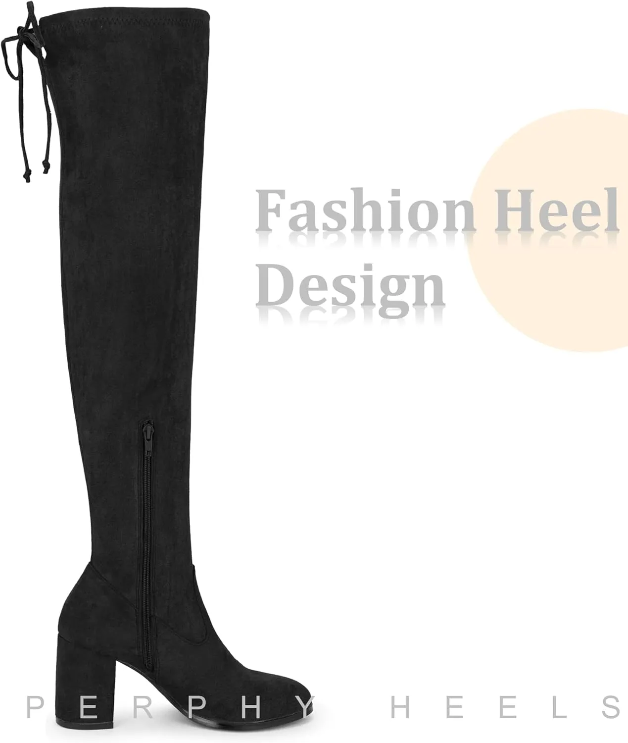 Perphy Round Toe Chunky Heel Over the Knee Boots for Women