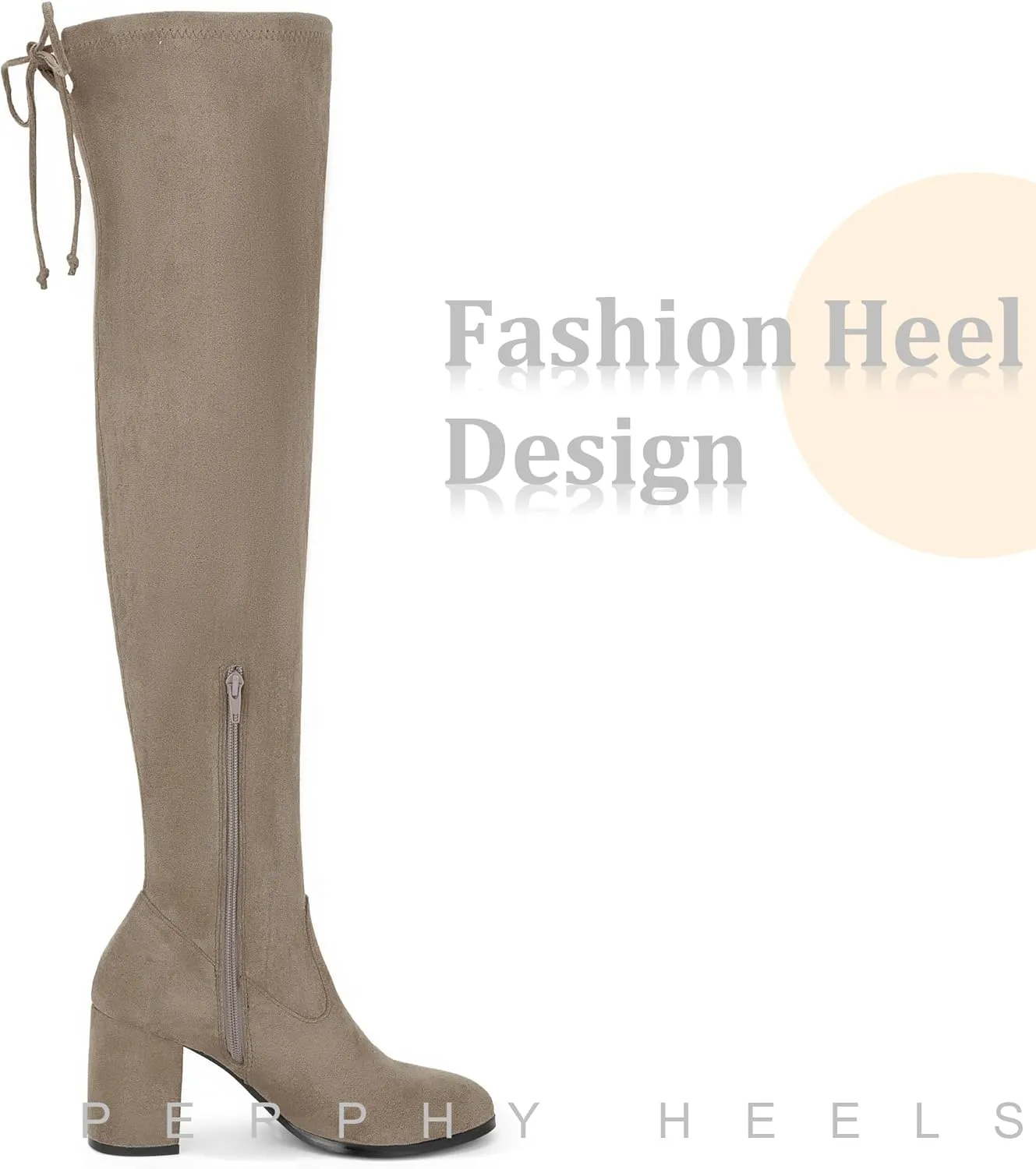 Perphy Round Toe Chunky Heel Over the Knee Boots for Women