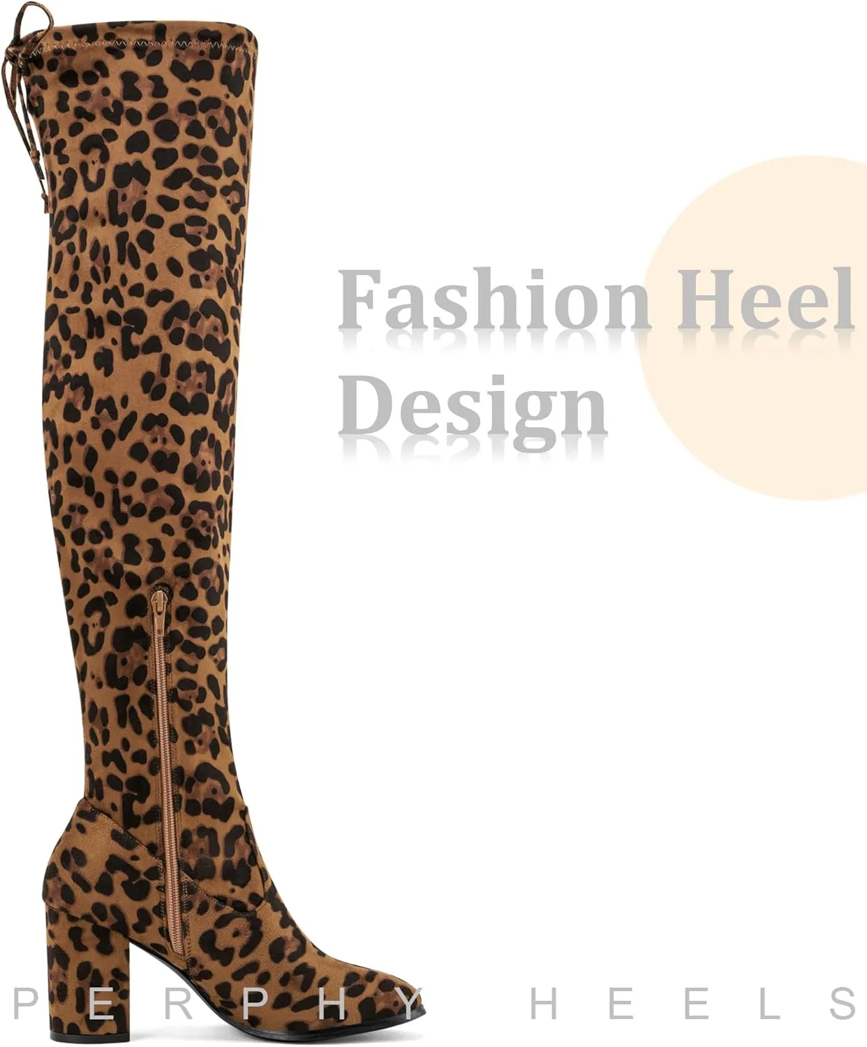 Perphy Round Toe Chunky Heel Over the Knee Boots for Women