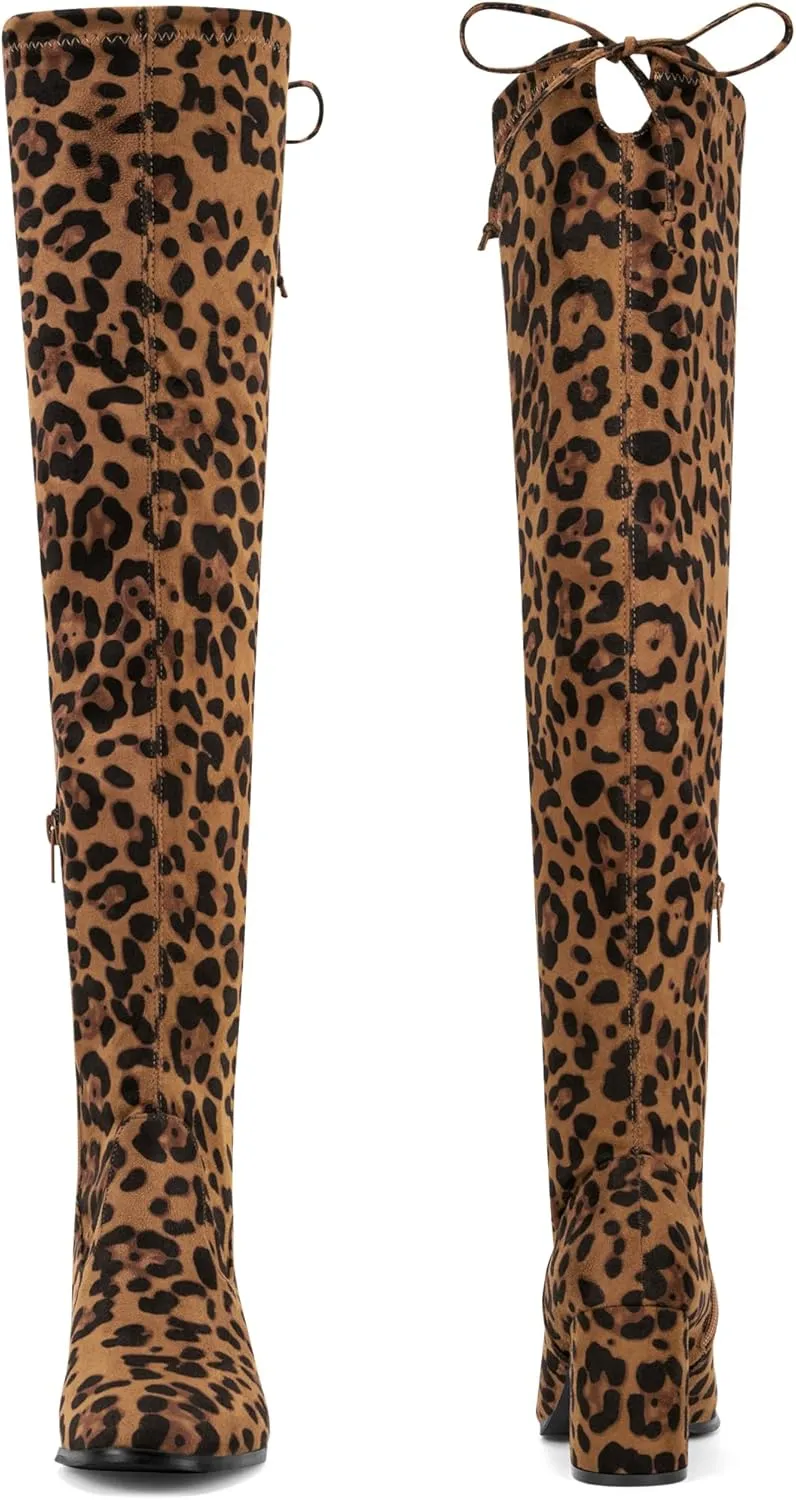 Perphy Round Toe Chunky Heel Over the Knee Boots for Women