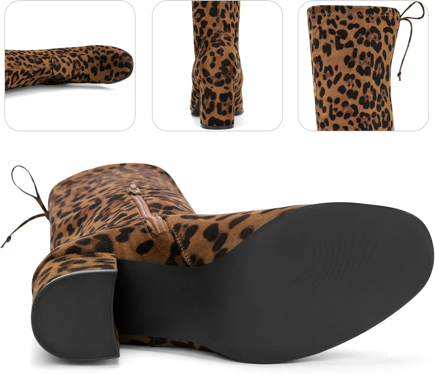 Perphy Round Toe Chunky Heel Over the Knee Boots for Women
