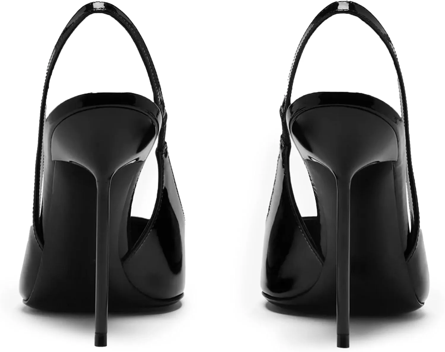 Pointed Closed Toe Slingback High Heels for Women Stilettos Stretch Slip-on Pumps Patent Leather Elegant Party Dressy Shoes, Size 6-11