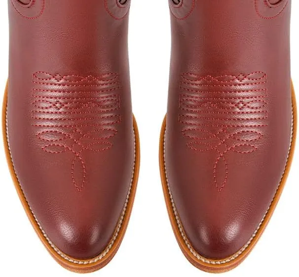 Richealnana Women's Cowgirl Round Roe Short Boots Embroidered Boots Chunky Heels