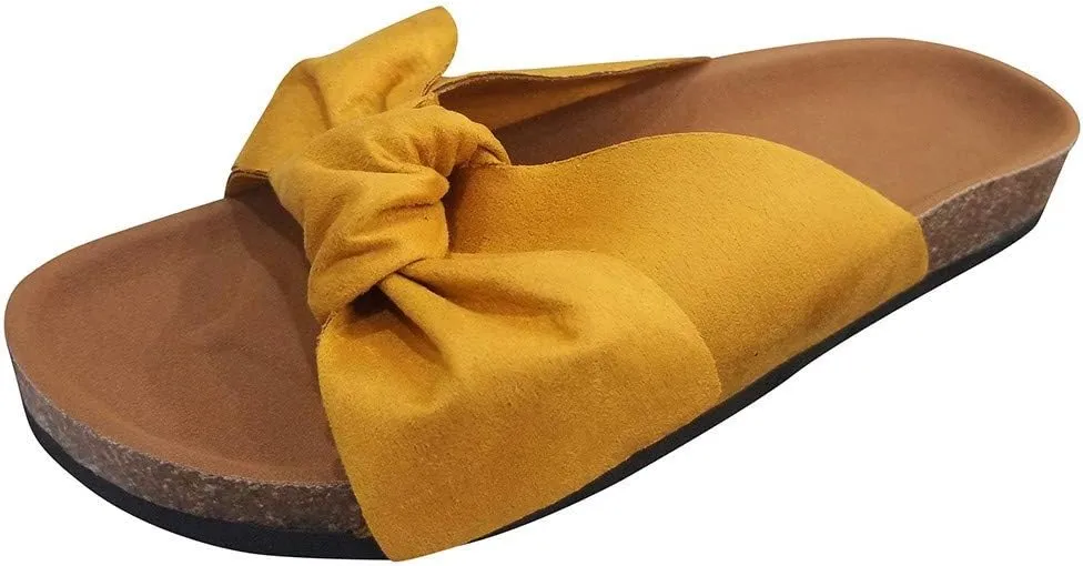 Sandals for Women Platform,Bow Slip-on Flip Flops Summer Slippers Flat Bottom with Bowknot Casual Open Toe Shoes