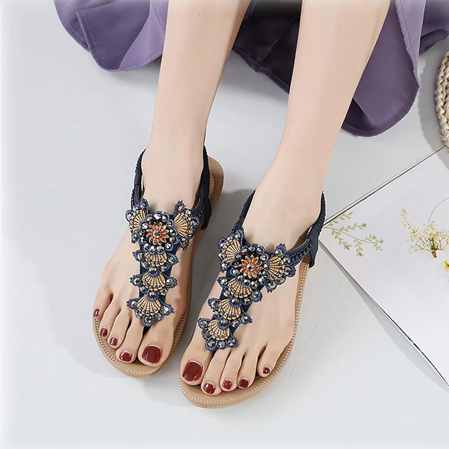 SBGMoSJ Slippers for Women Plantar Fasciitis Orthopedic Wedges for Women Comfortable Wedges for Women Soft High Heel Sandals for Women Comfortable Womens Flip Flops Gold Sandals Women