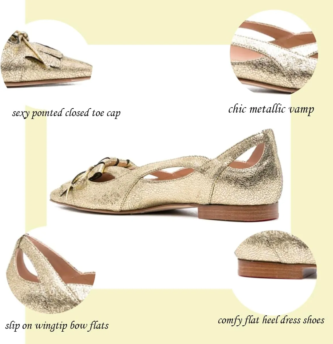 SHODENSE Women Flats Shoes Bow Pointed Closed Toe Ballet Flats Comfy Slip On Tassel Flats Cutout Suede Wingtip 4-11 M US