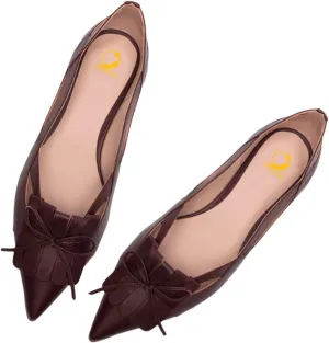 SHODENSE Women Flats Shoes Bow Pointed Closed Toe Ballet Flats Comfy Slip On Tassel Flats Cutout Suede Wingtip 4-11 M US