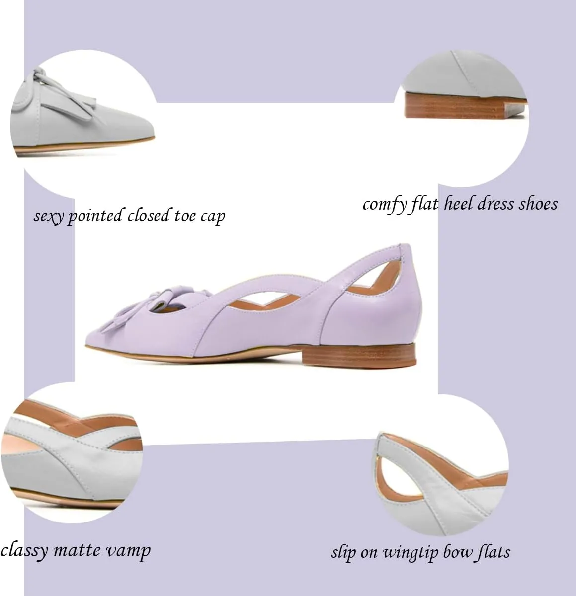 SHODENSE Women Flats Shoes Bow Pointed Closed Toe Ballet Flats Comfy Slip On Tassel Flats Cutout Suede Wingtip 4-11 M US