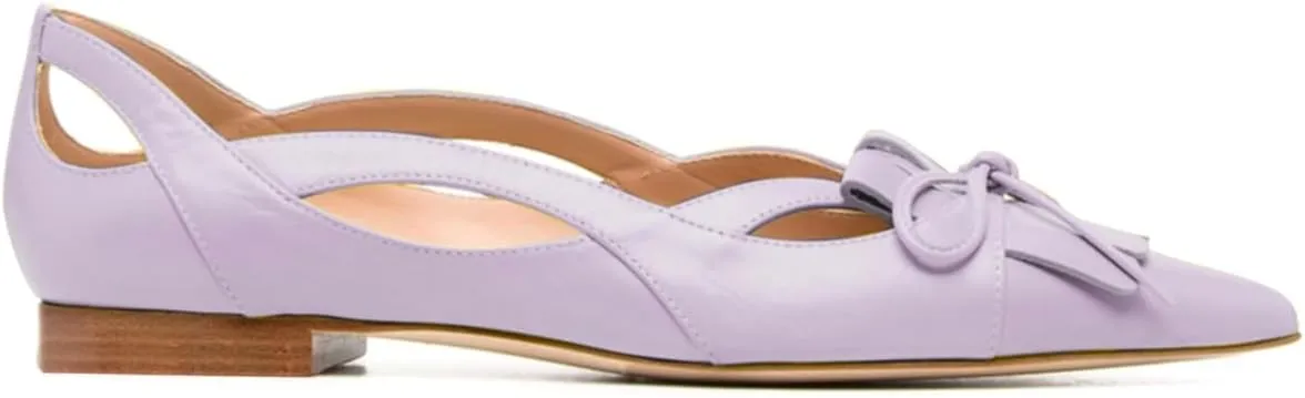 SHODENSE Women Flats Shoes Bow Pointed Closed Toe Ballet Flats Comfy Slip On Tassel Flats Cutout Suede Wingtip 4-11 M US