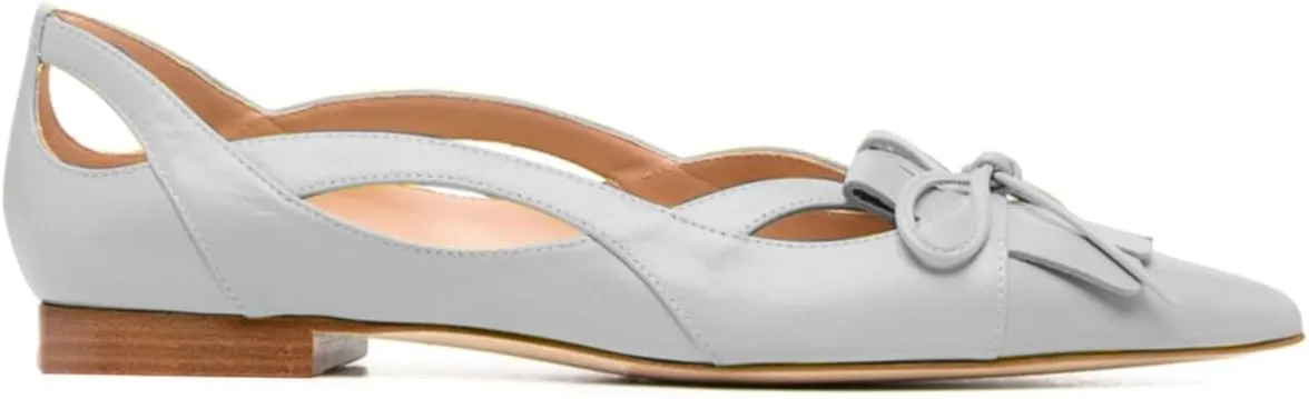 SHODENSE Women Flats Shoes Bow Pointed Closed Toe Ballet Flats Comfy Slip On Tassel Flats Cutout Suede Wingtip 4-11 M US