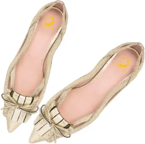 SHODENSE Women Flats Shoes Bow Pointed Closed Toe Ballet Flats Comfy Slip On Tassel Flats Cutout Suede Wingtip 4-11 M US