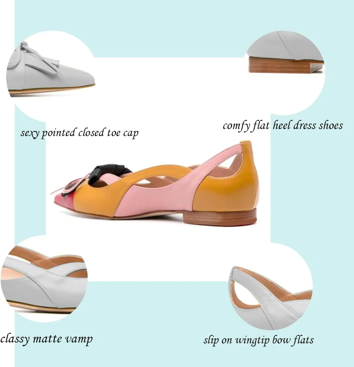 SHODENSE Women Flats Shoes Bow Pointed Closed Toe Ballet Flats Comfy Slip On Tassel Flats Cutout Suede Wingtip 4-11 M US