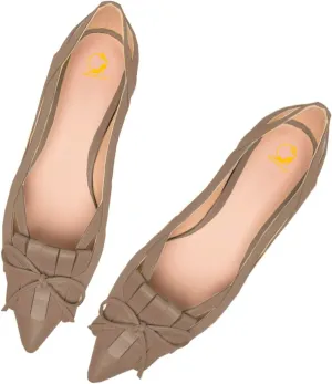 SHODENSE Women Flats Shoes Bow Pointed Closed Toe Ballet Flats Comfy Slip On Tassel Flats Cutout Suede Wingtip 4-11 M US