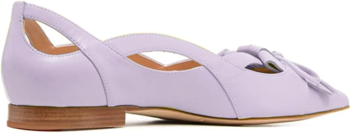 SHODENSE Women Flats Shoes Bow Pointed Closed Toe Ballet Flats Comfy Slip On Tassel Flats Cutout Suede Wingtip 4-11 M US