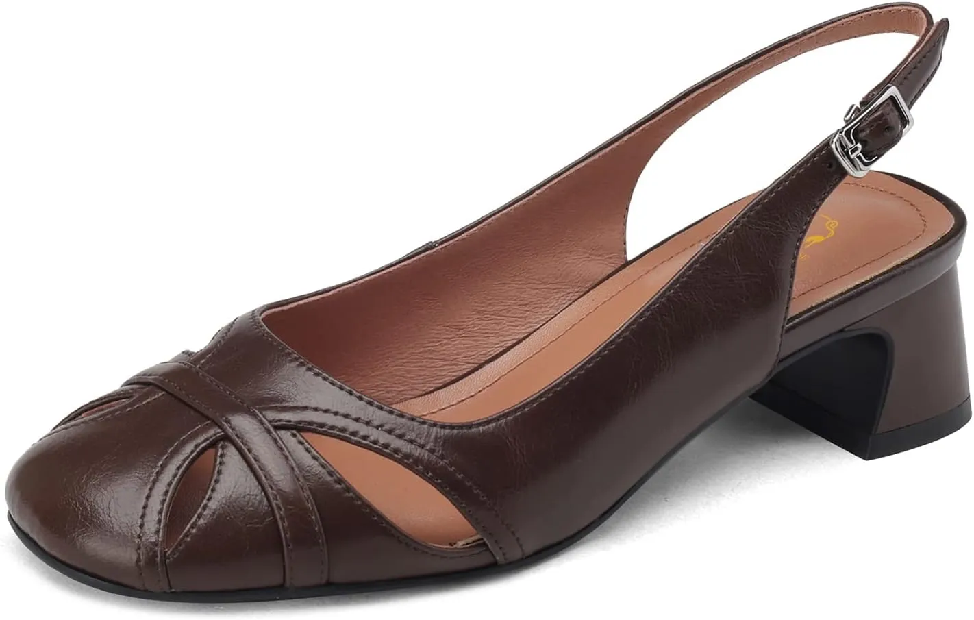 SHODENSE Women Slingback Low Chunky Heels Square Toe Pumps Cut Out 2 Inch Mid Block Heel Slip On Dress Shoes Buckle Strap Backless Sandals Comfort Retro Casual Office Wedding Party 4-11 M US