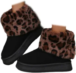 Snow Boots for Women Suede Faux Fur Lining Anti-Slip Winter Snow Warm Plush Booties Slip On Short Ankle Boots