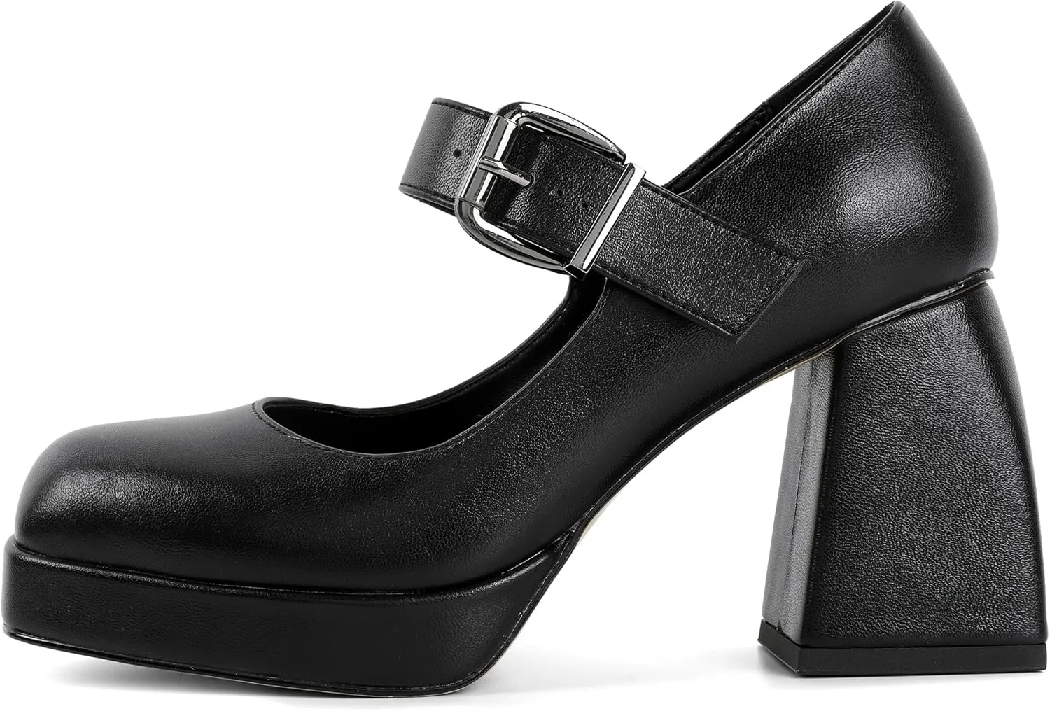 Soireelady Womens Chunky Platform Heels, Mary Jane Shoes Block Heel Pumps, High Heel Square Toe Heels Ankle Strap Dress Shoes Comfort Fashion 4 Inch