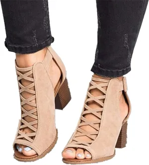 Strappy Sandals For Women,Chunky Block High Heels for Women,Open Toe Shoes Heels for Women Dressy Ankle Strap Sandals