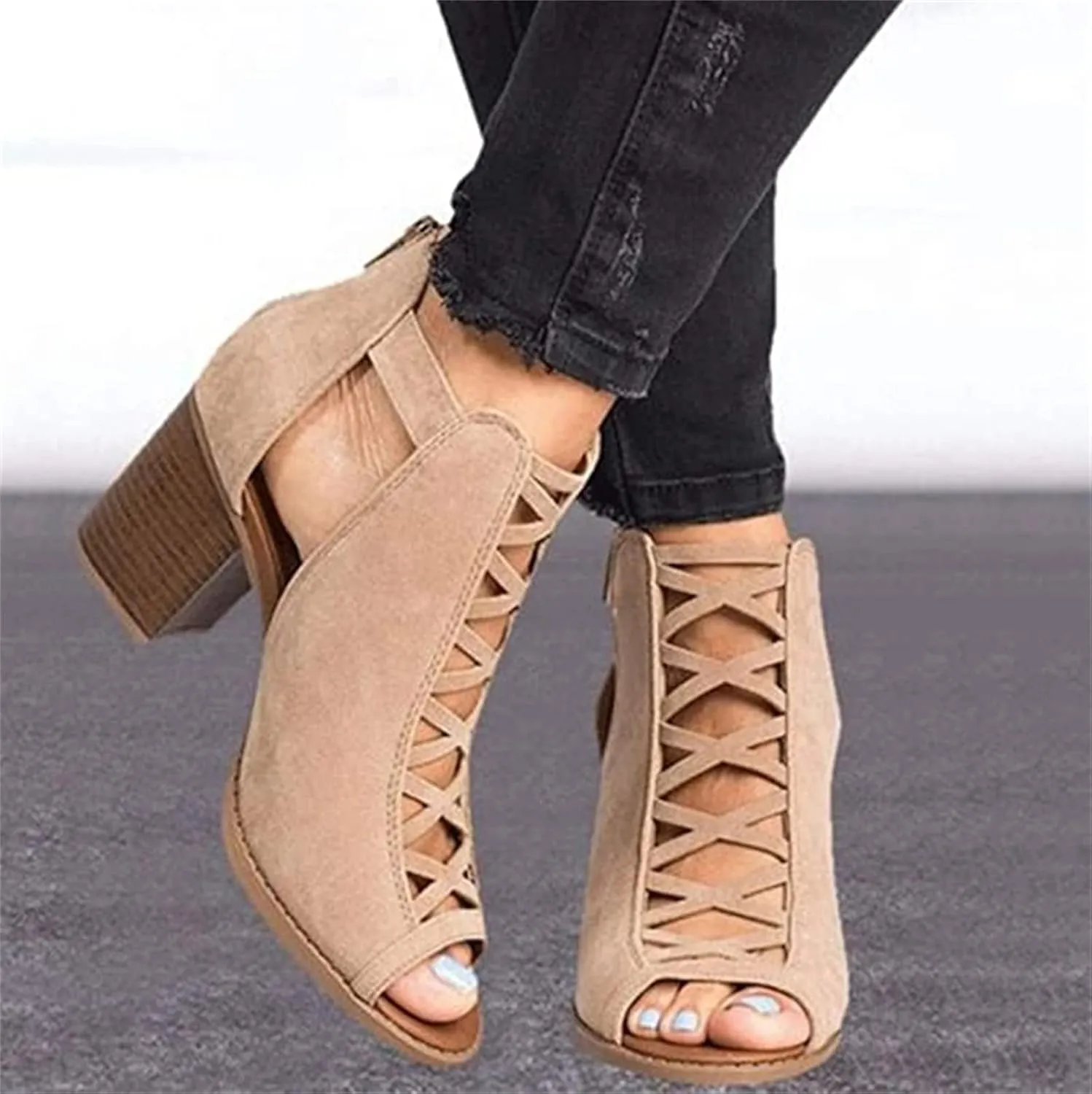 Strappy Sandals For Women,Chunky Block High Heels for Women,Open Toe Shoes Heels for Women Dressy Ankle Strap Sandals