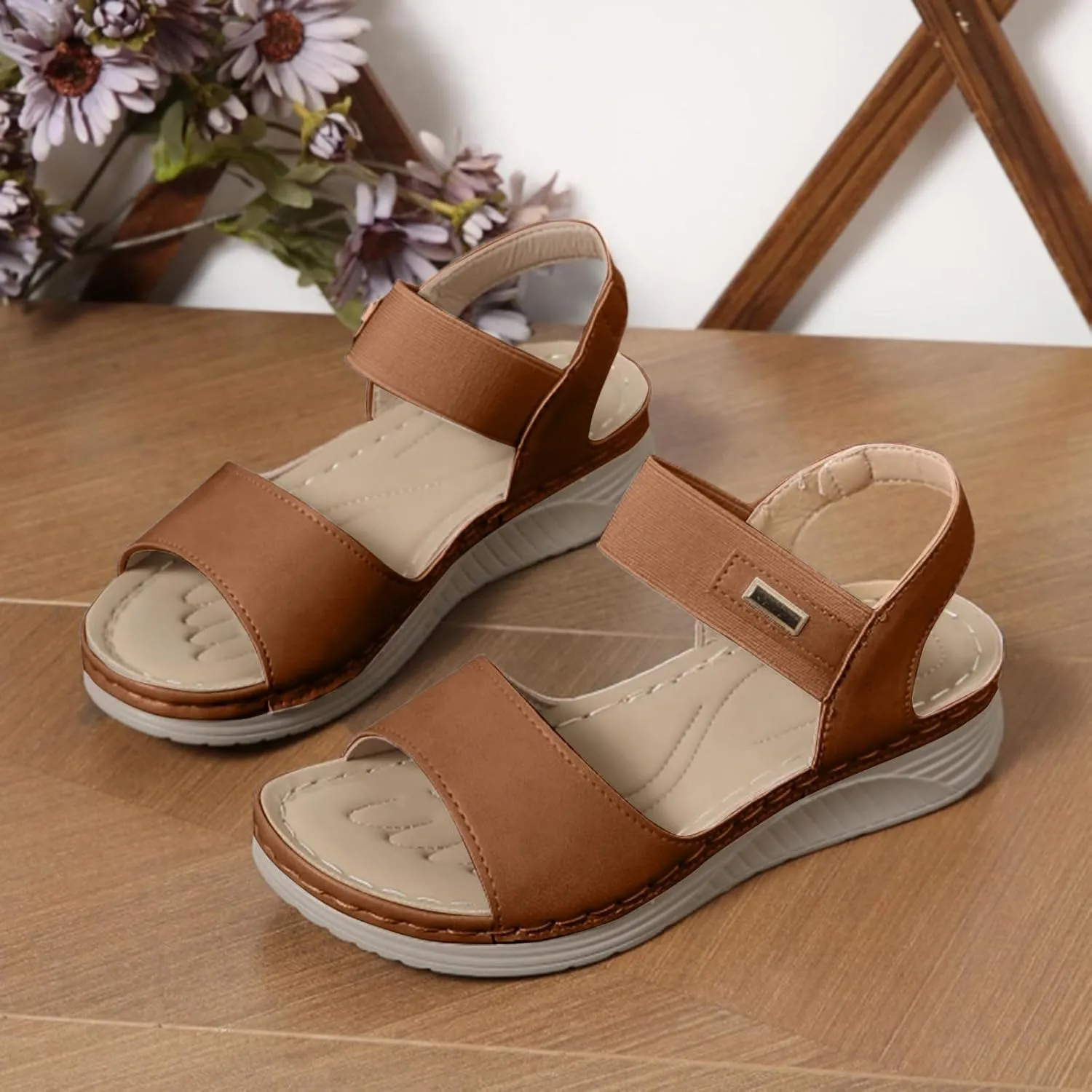 Summer Sandals for Women 2025 Dressy Comfortable Walking Sandals with Arch Support Wedge Sandals Soft Beach Sandals