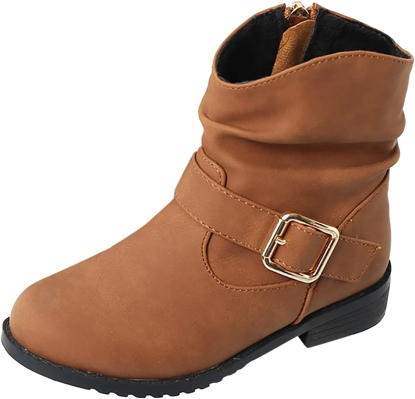 Toddler Boots Side Zipper Combat Ankle Boots for Boy's Girl's Low Heels Short Dress Booties for Little Kids/Big Kids