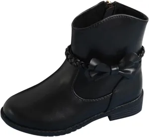 Toddler Boots Side Zipper Combat Ankle Boots for Boy's Girl's Low Heels Short Dress Booties for Little Kids/Big Kids