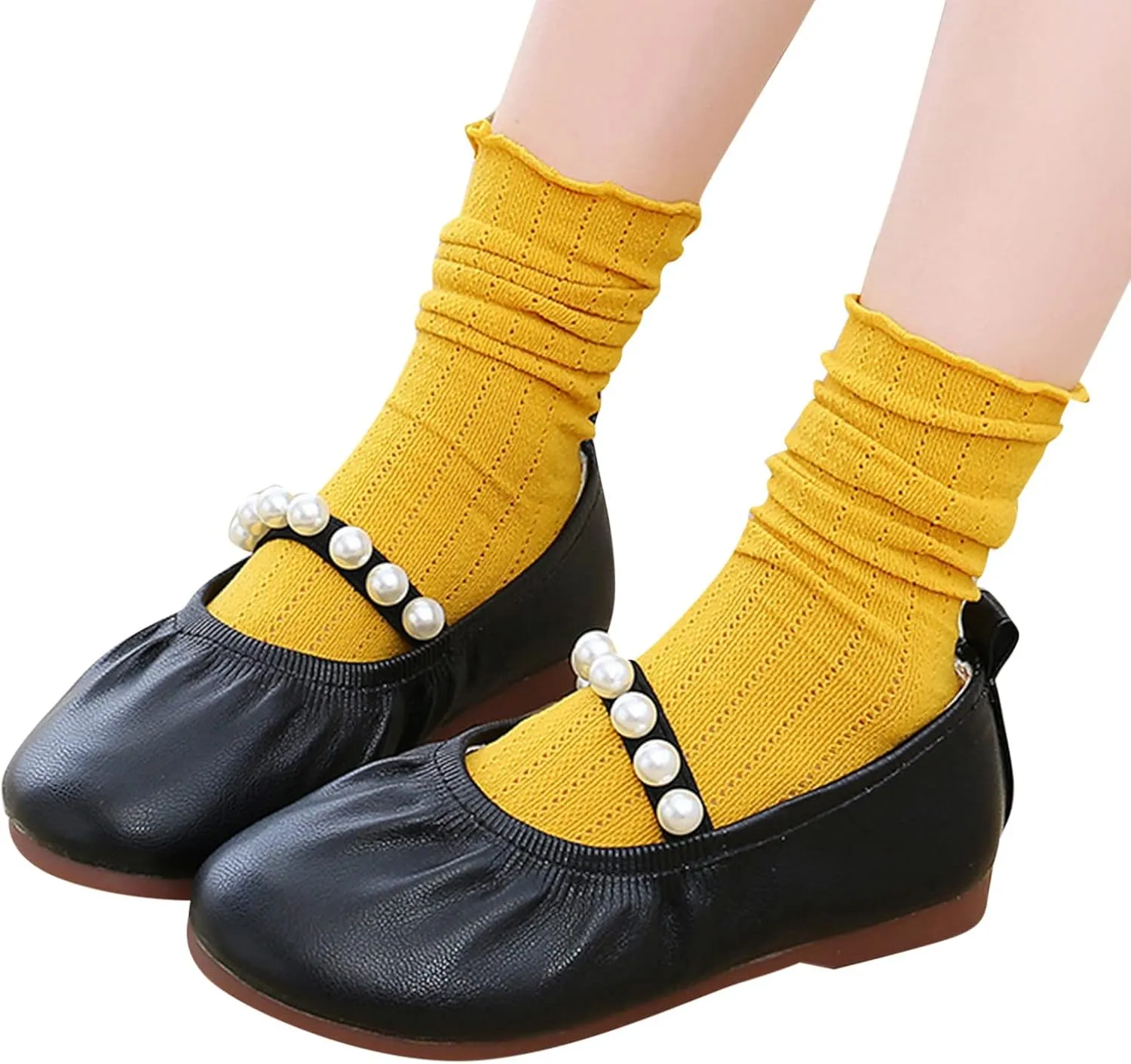 Toddler Flower Girl Dress Shoes Pearls Mary Jane Ballet Flats Party Wedding Toddler Little Girl Shoes