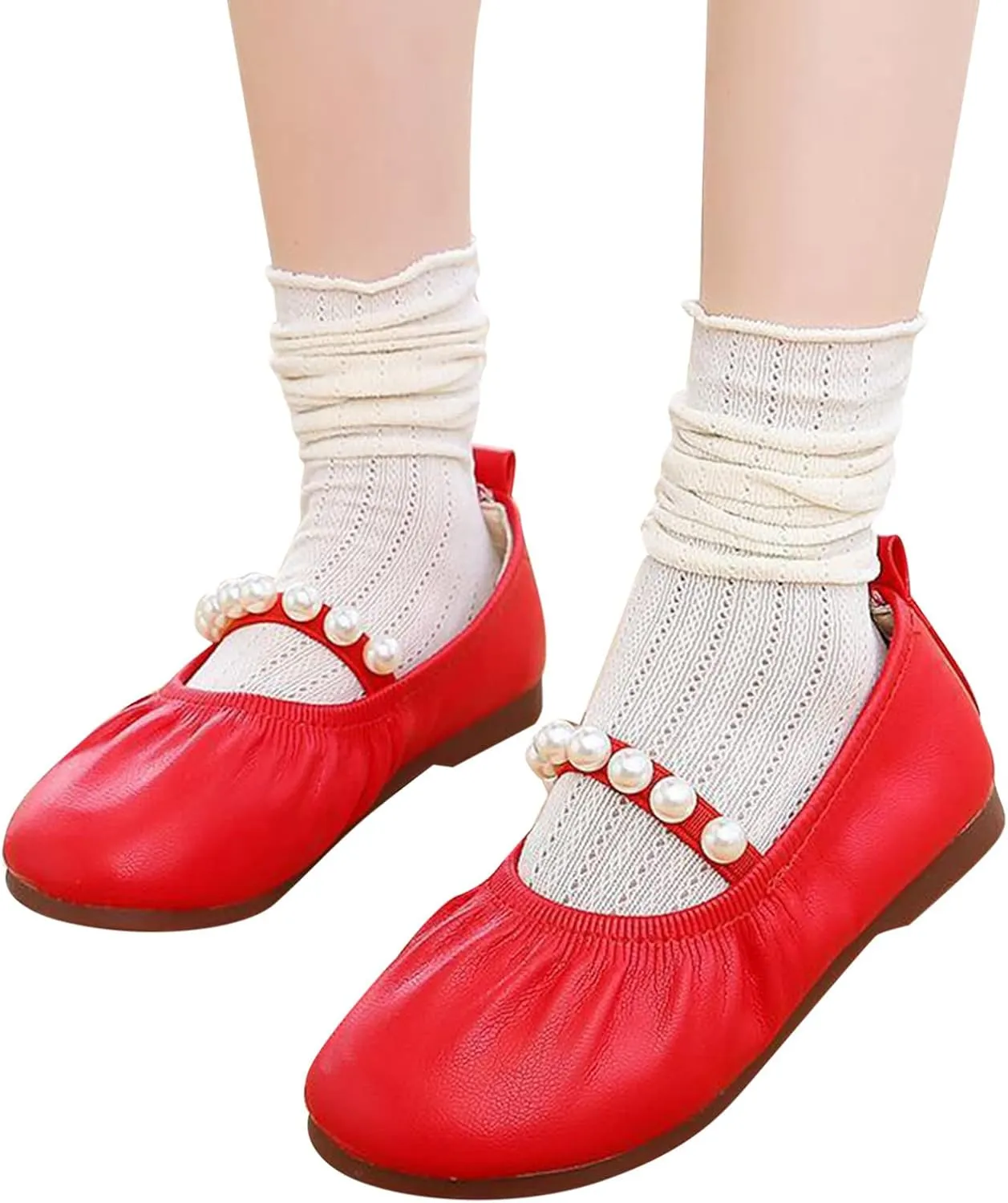 Toddler Flower Girl Dress Shoes Pearls Mary Jane Ballet Flats Party Wedding Toddler Little Girl Shoes