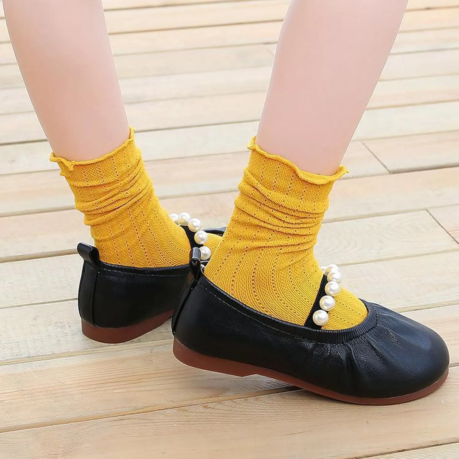 Toddler Flower Girl Dress Shoes Pearls Mary Jane Ballet Flats Party Wedding Toddler Little Girl Shoes