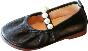 Toddler Flower Girl Dress Shoes Pearls Mary Jane Ballet Flats Party Wedding Toddler Little Girl Shoes