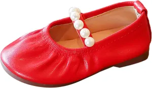 Toddler Flower Girl Dress Shoes Pearls Mary Jane Ballet Flats Party Wedding Toddler Little Girl Shoes