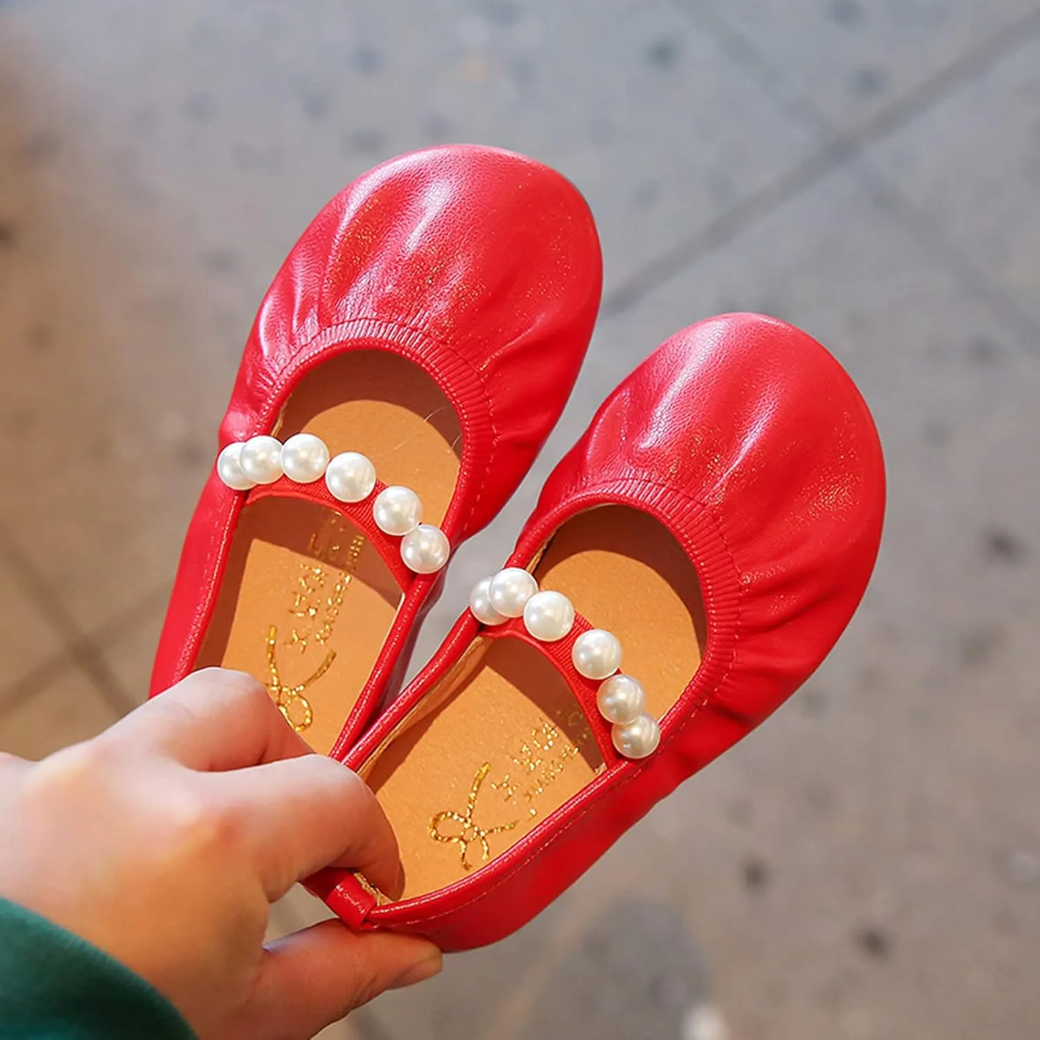 Toddler Flower Girl Dress Shoes Pearls Mary Jane Ballet Flats Party Wedding Toddler Little Girl Shoes