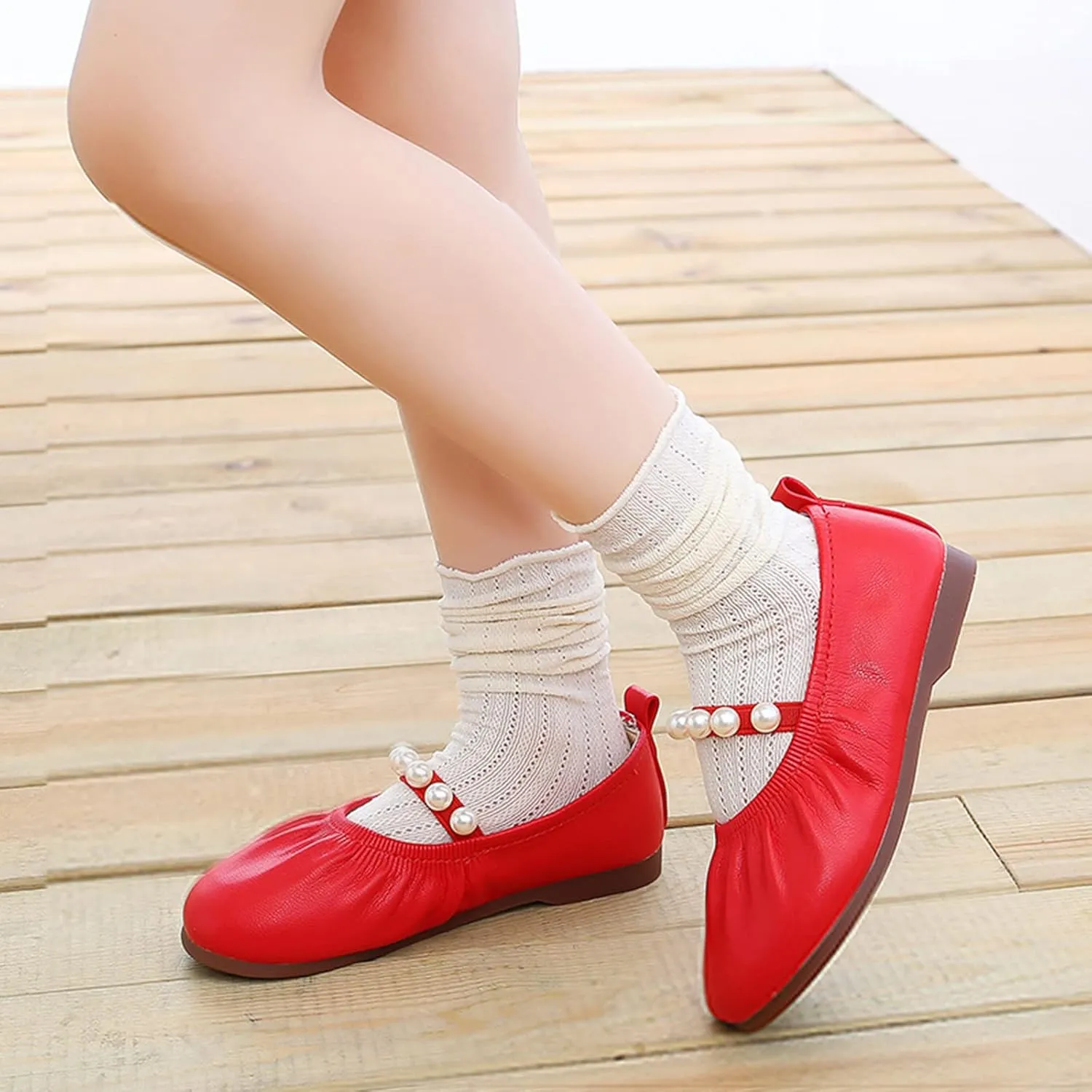 Toddler Flower Girl Dress Shoes Pearls Mary Jane Ballet Flats Party Wedding Toddler Little Girl Shoes