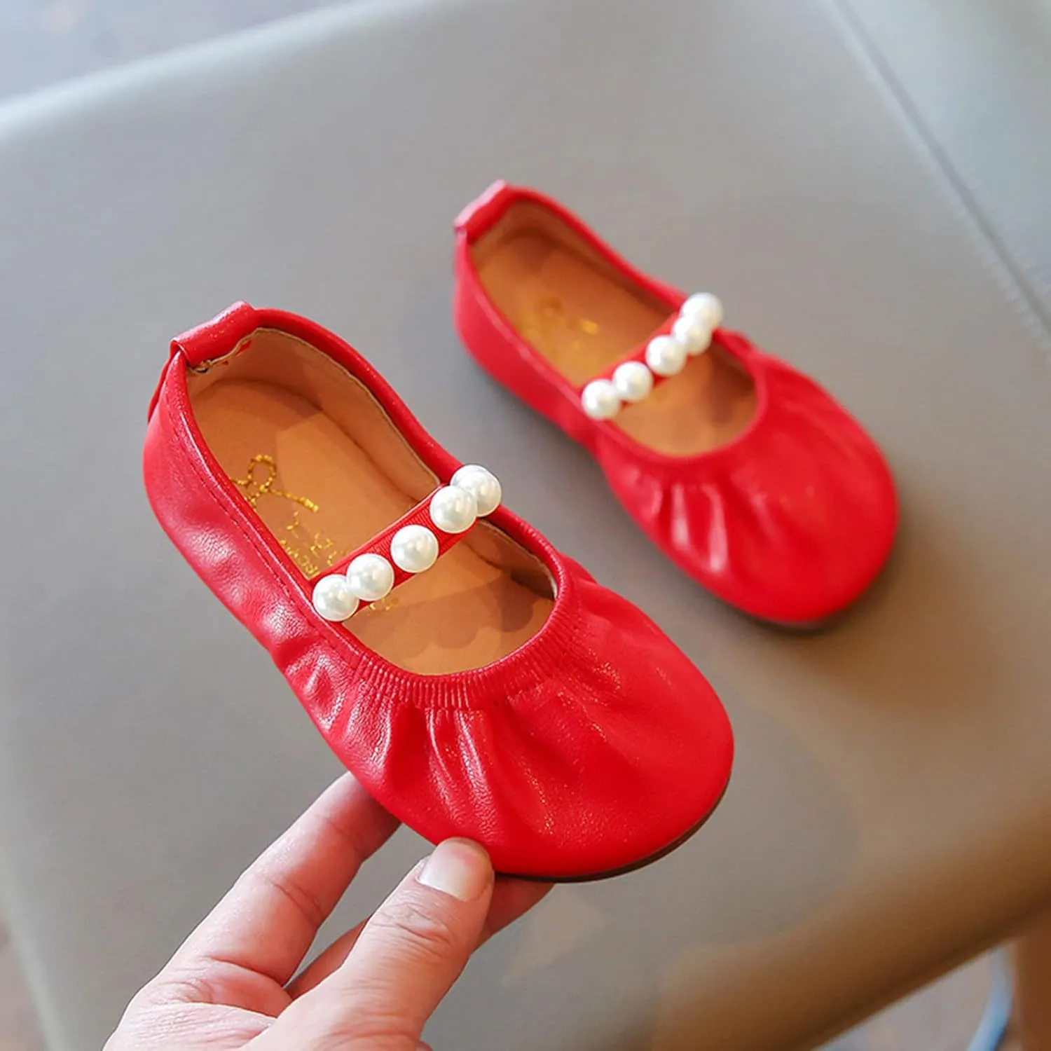 Toddler Flower Girl Dress Shoes Pearls Mary Jane Ballet Flats Party Wedding Toddler Little Girl Shoes