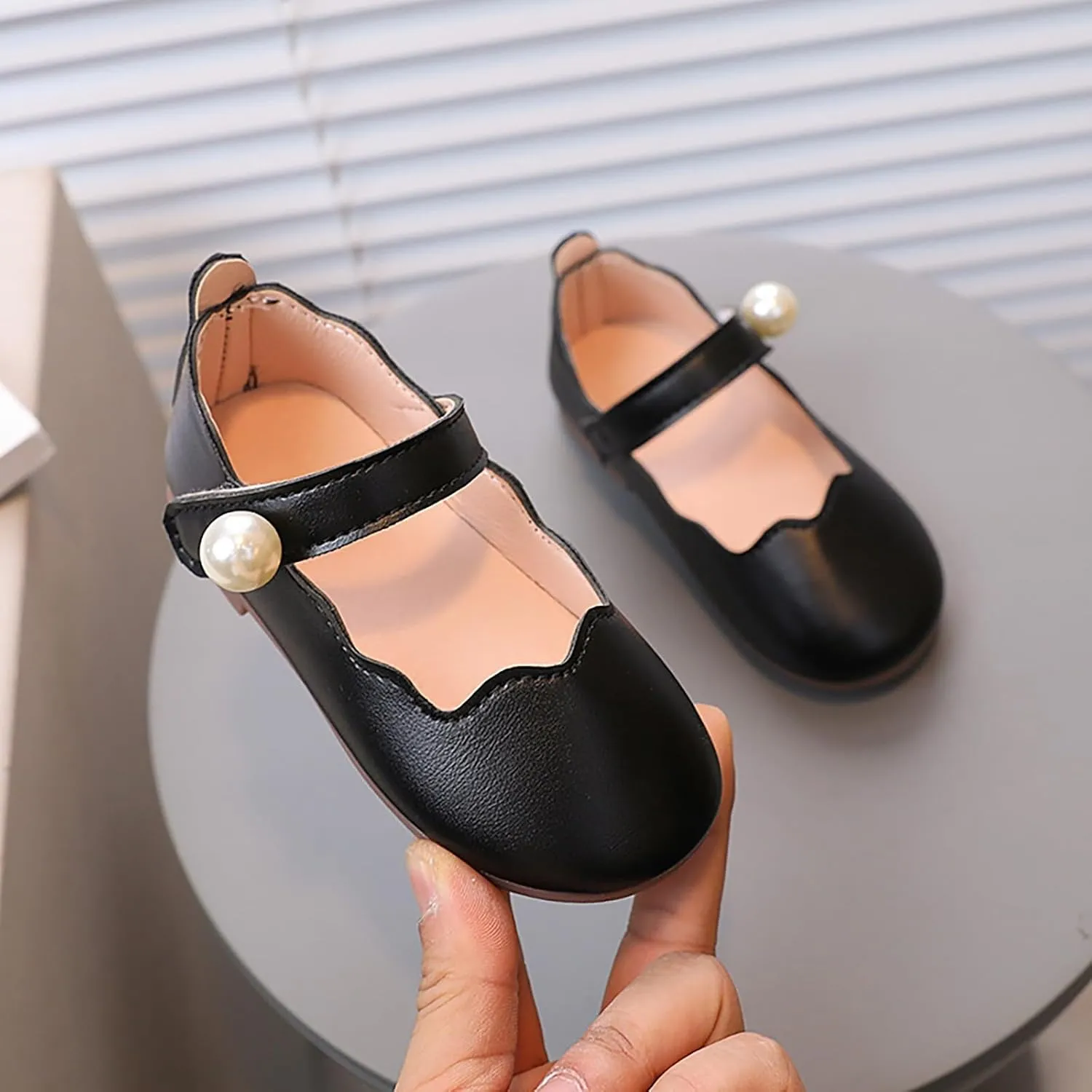 Toddler Flower Girls Dress Shoes, Mary Jane Ballet Flats for Party School Wedding Girls Low Heels Shoes