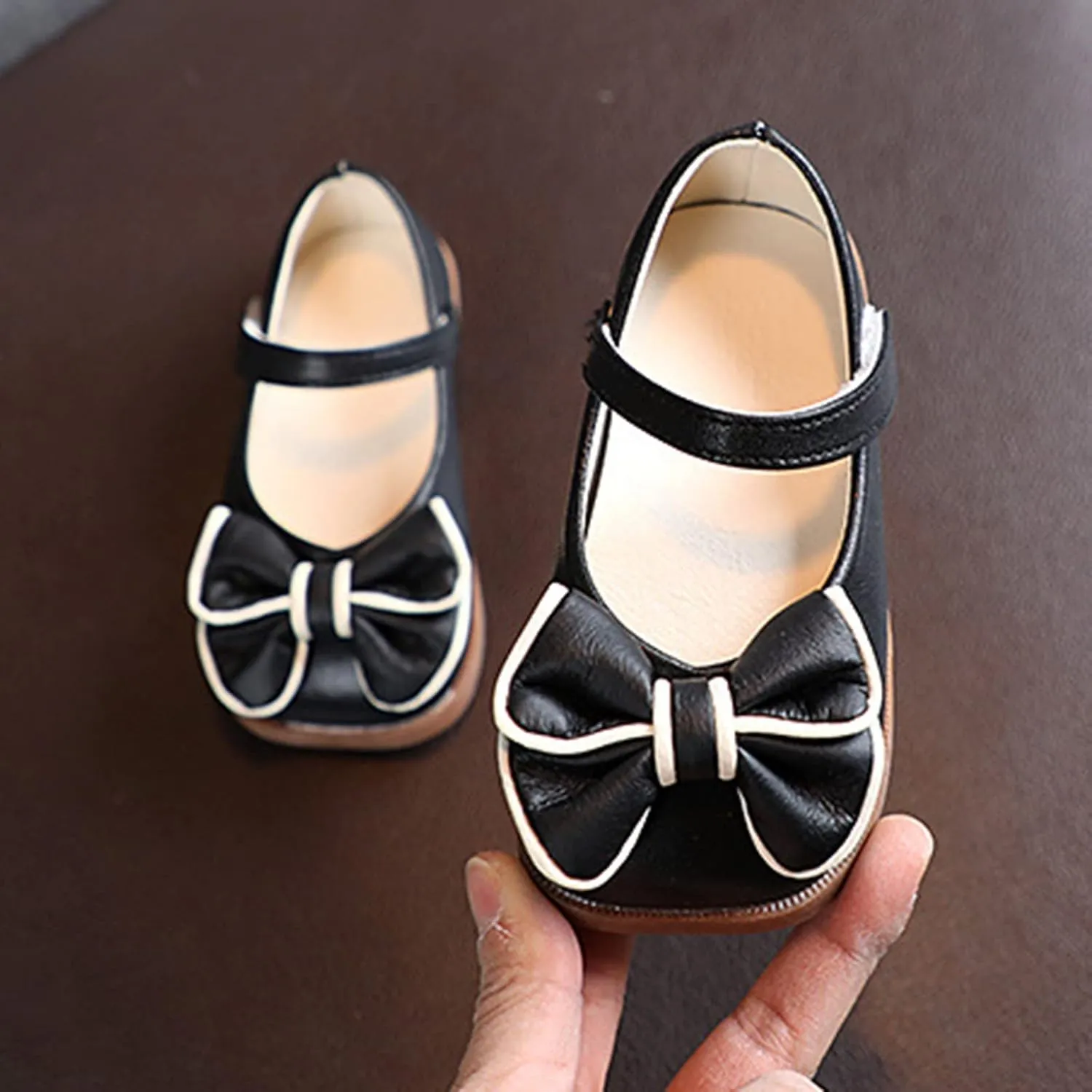 Toddler Girls Dress Shoes with Bow Toddler Flower Girls Shoes Mary Jane Flats for Party School Wedding Shoes