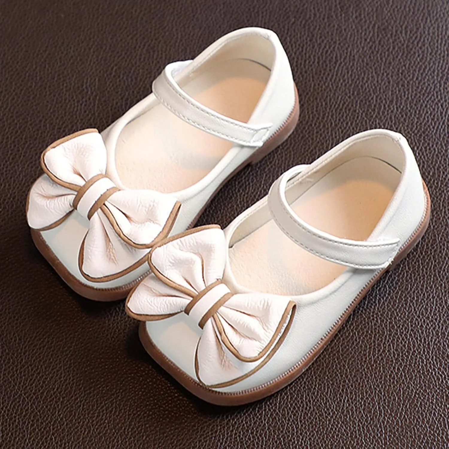 Toddler Girls Dress Shoes with Bow Toddler Flower Girls Shoes Mary Jane Flats for Party School Wedding Shoes