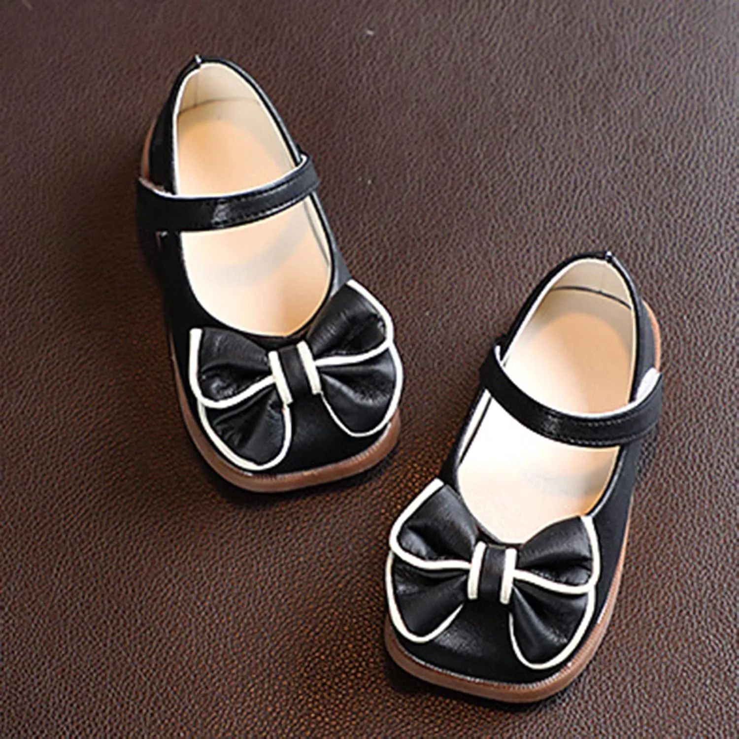 Toddler Girls Dress Shoes with Bow Toddler Flower Girls Shoes Mary Jane Flats for Party School Wedding Shoes