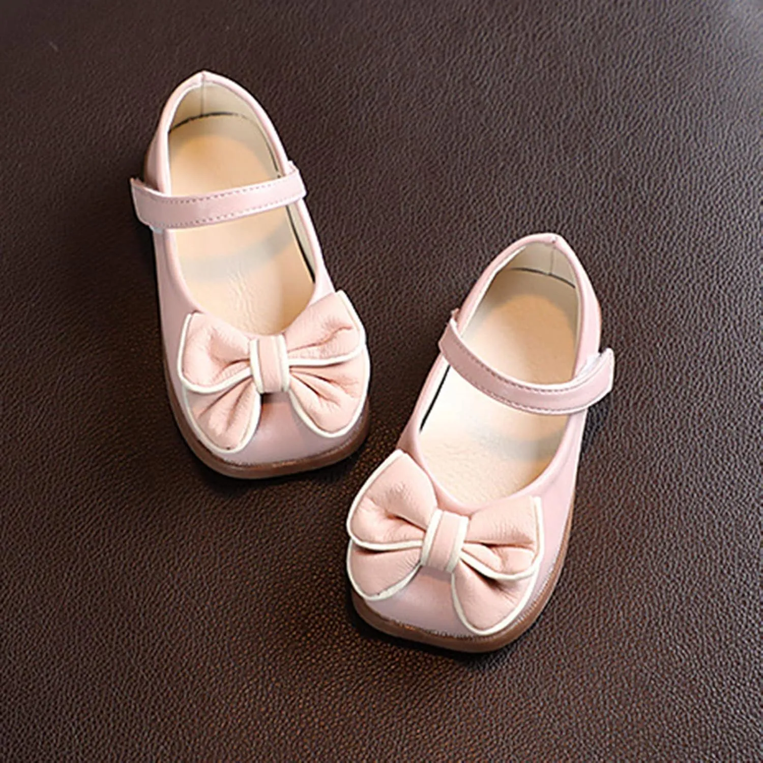 Toddler Girls Dress Shoes with Bow Toddler Flower Girls Shoes Mary Jane Flats for Party School Wedding Shoes