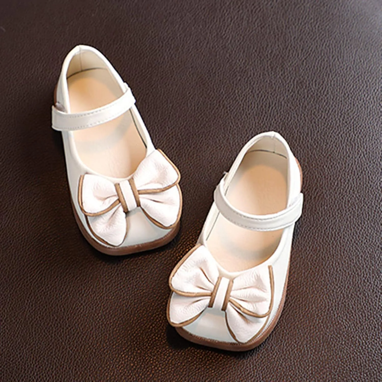 Toddler Girls Dress Shoes with Bow Toddler Flower Girls Shoes Mary Jane Flats for Party School Wedding Shoes