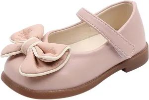 Toddler Girls Dress Shoes with Bow Toddler Flower Girls Shoes Mary Jane Flats for Party School Wedding Shoes