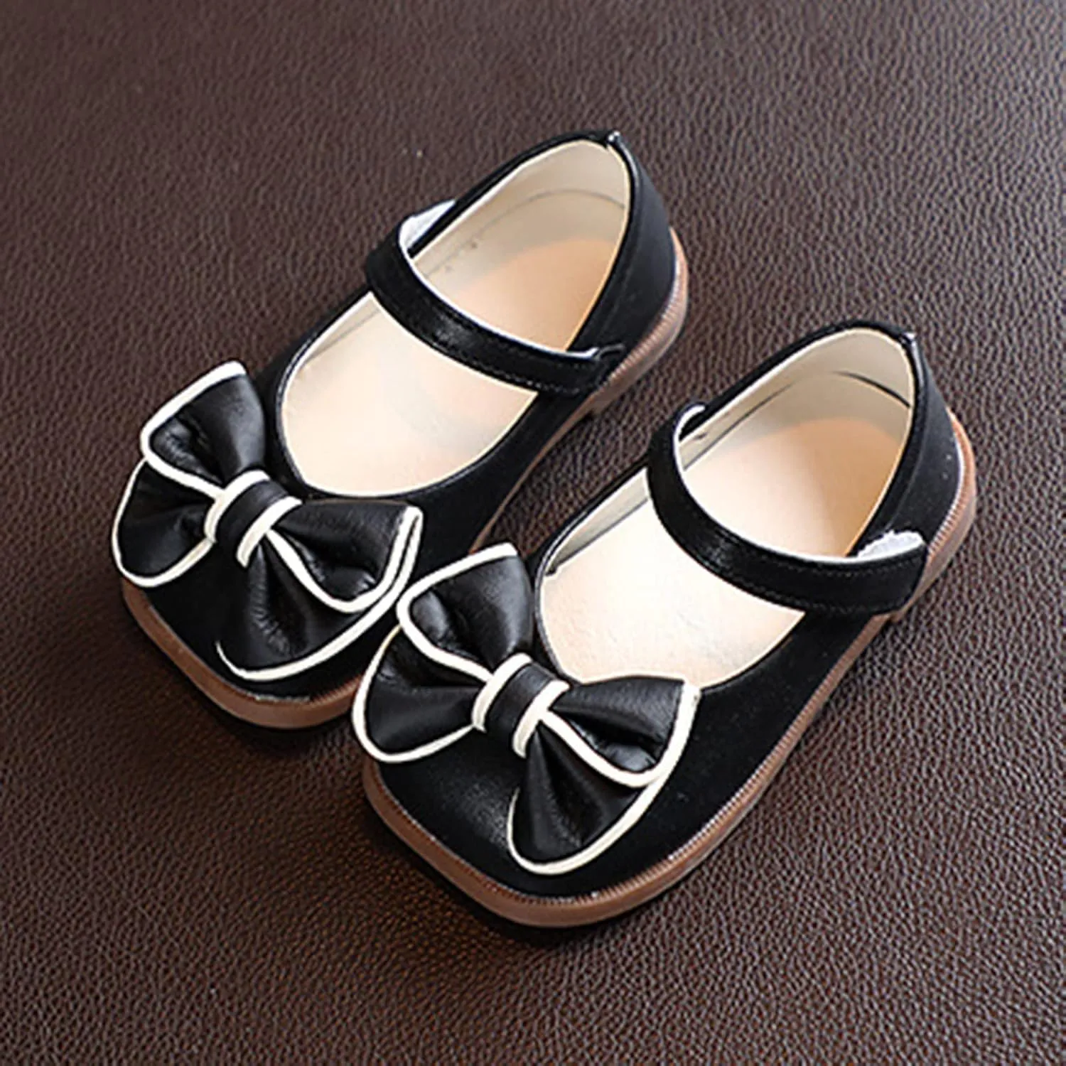 Toddler Girls Dress Shoes with Bow Toddler Flower Girls Shoes Mary Jane Flats for Party School Wedding Shoes