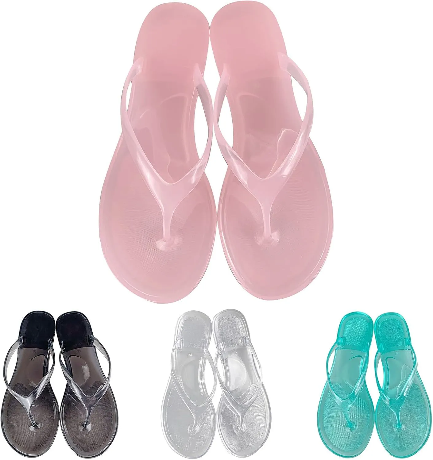 Transparent Flip Flops for Women Summer Beach Sandals Pool Bath Slippers Transparent Jelly Flat Flip Flops Women's Flats Jelly Sandals