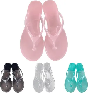 Transparent Flip Flops for Women Summer Beach Sandals Pool Bath Slippers Transparent Jelly Flat Flip Flops Women's Flats Jelly Sandals