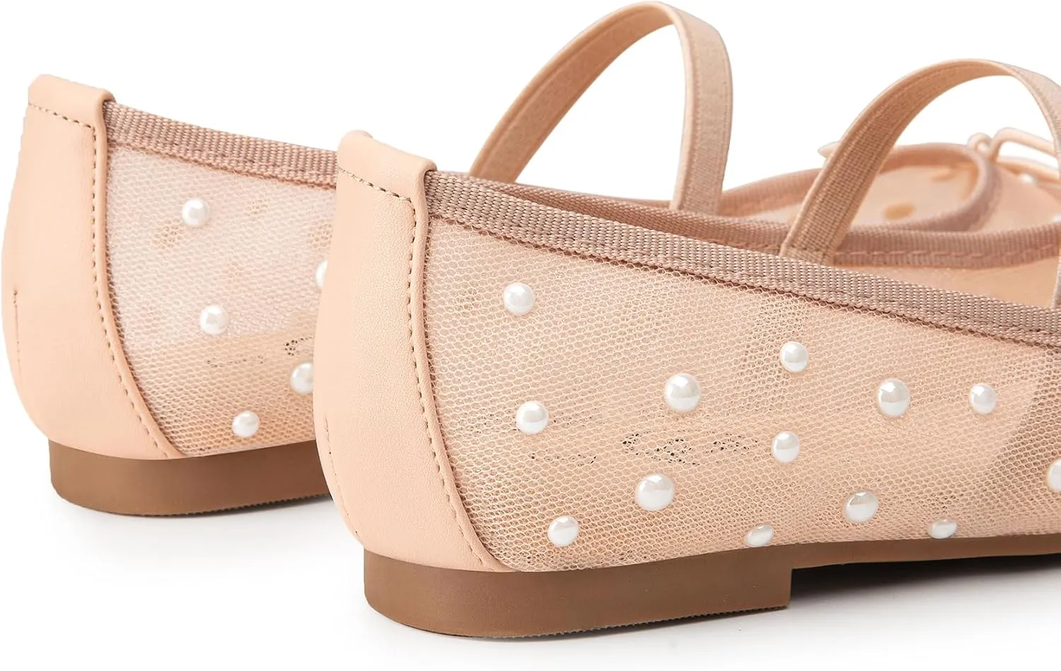 Trary Ballet Flats for Women Closed Round Toe Mary Jane Shoes Women Cute Bowknot Non-Slip Dressy Shoes Elastic Strap Comfortable Women's Flats for All-Year Daily Work Causal