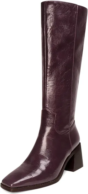 UBWDU Knee High Boots Women Chunky Heel Square Toe Tall Boots High Heel Long Booties with Zip