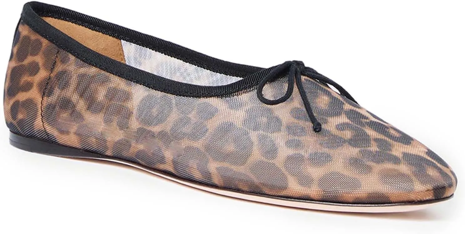 UBWDU Mesh Ballet Flats for Women Round Closed Toe Mary Jane Flats Ballerina Shoes with Bow